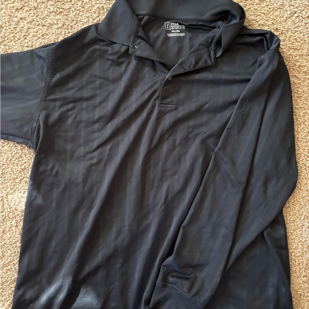 PGA TOUR Black Long Sleeve Performance Polo Shirt
